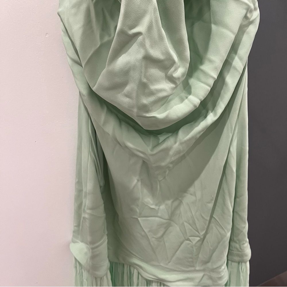 NWT Helsa Maxi Dress Gallery Mint Green Halter Off Shoulder Wedding Guest M - Picture 4 of 12